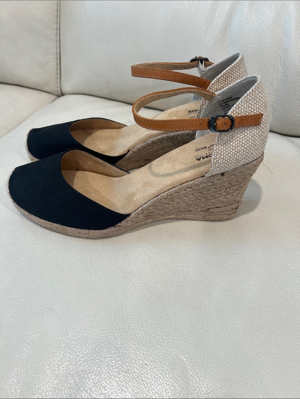 Sonoma Black and Tan Espadrille Wedge Sandals - Picture 3 of 8